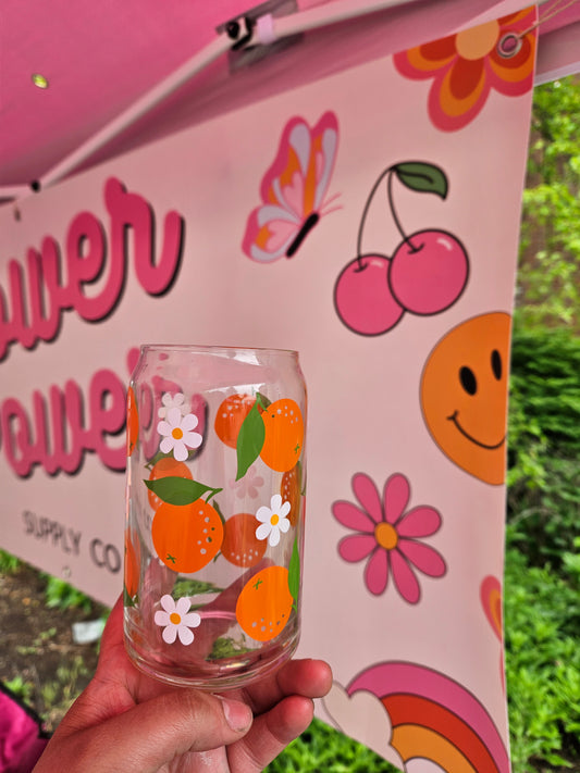Orange Glass Can Cup