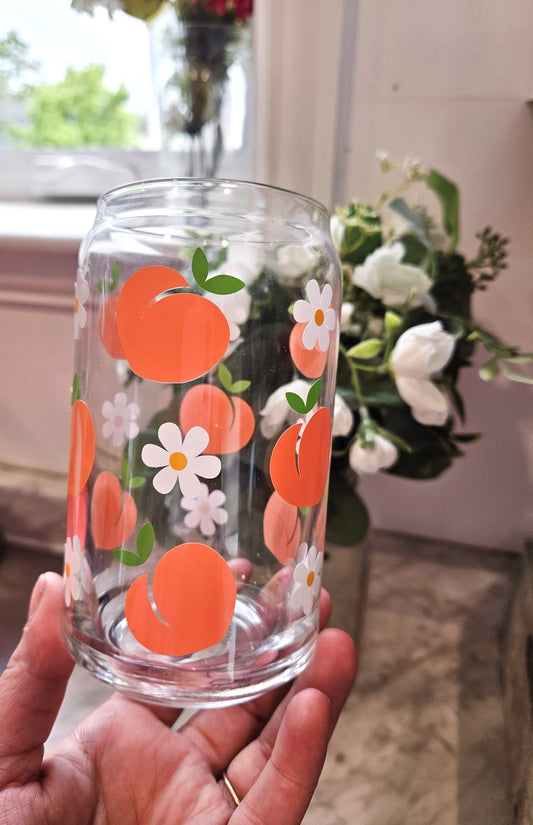 Peaches Glass Can Cup