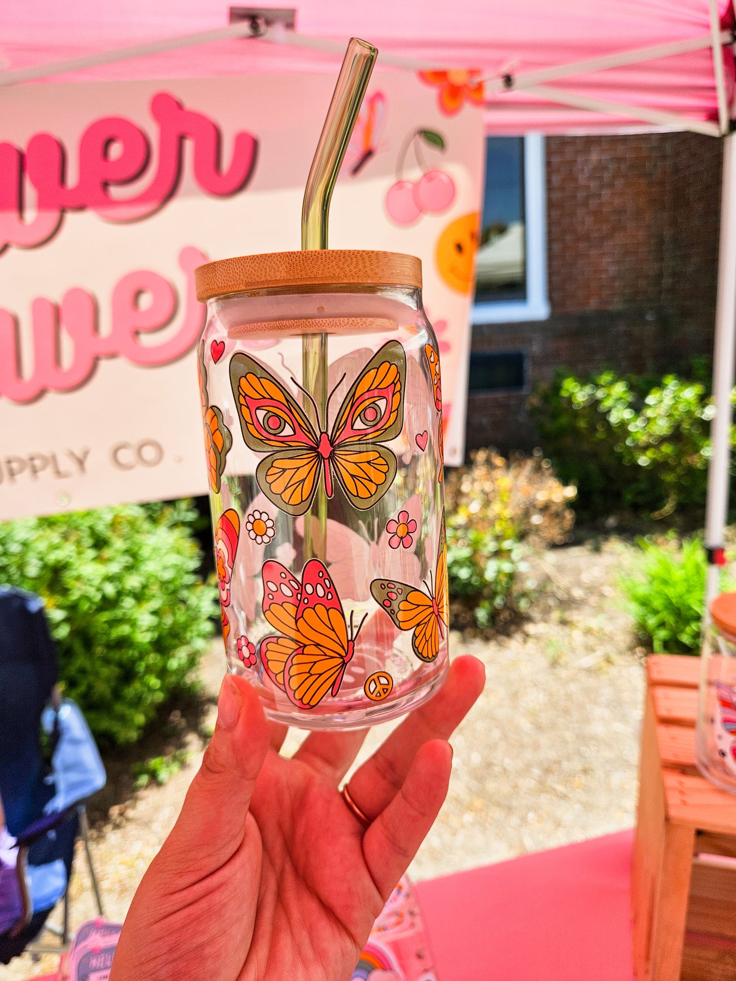 Retro Butterfly Glass Cup