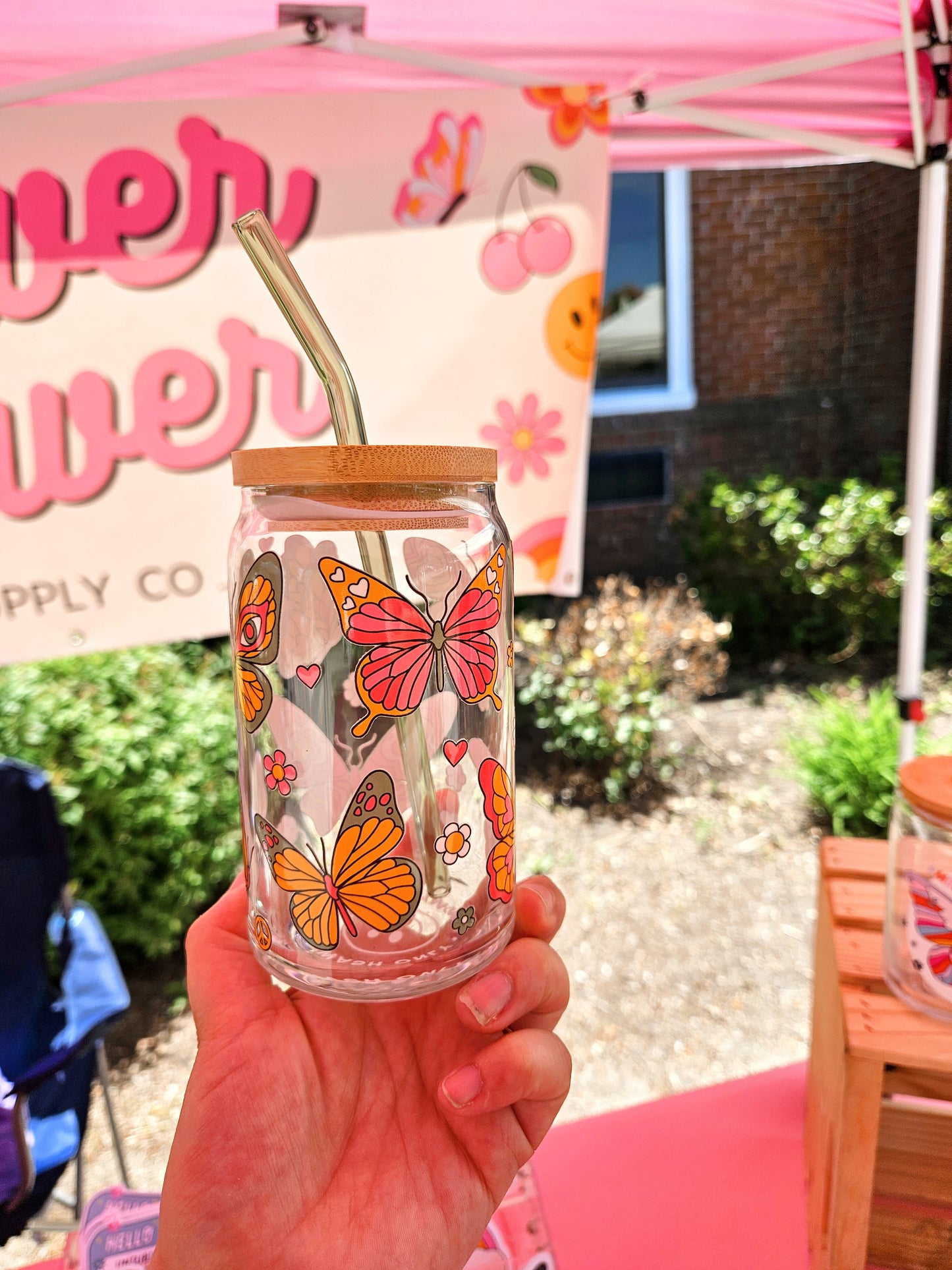 Retro Butterfly Glass Cup