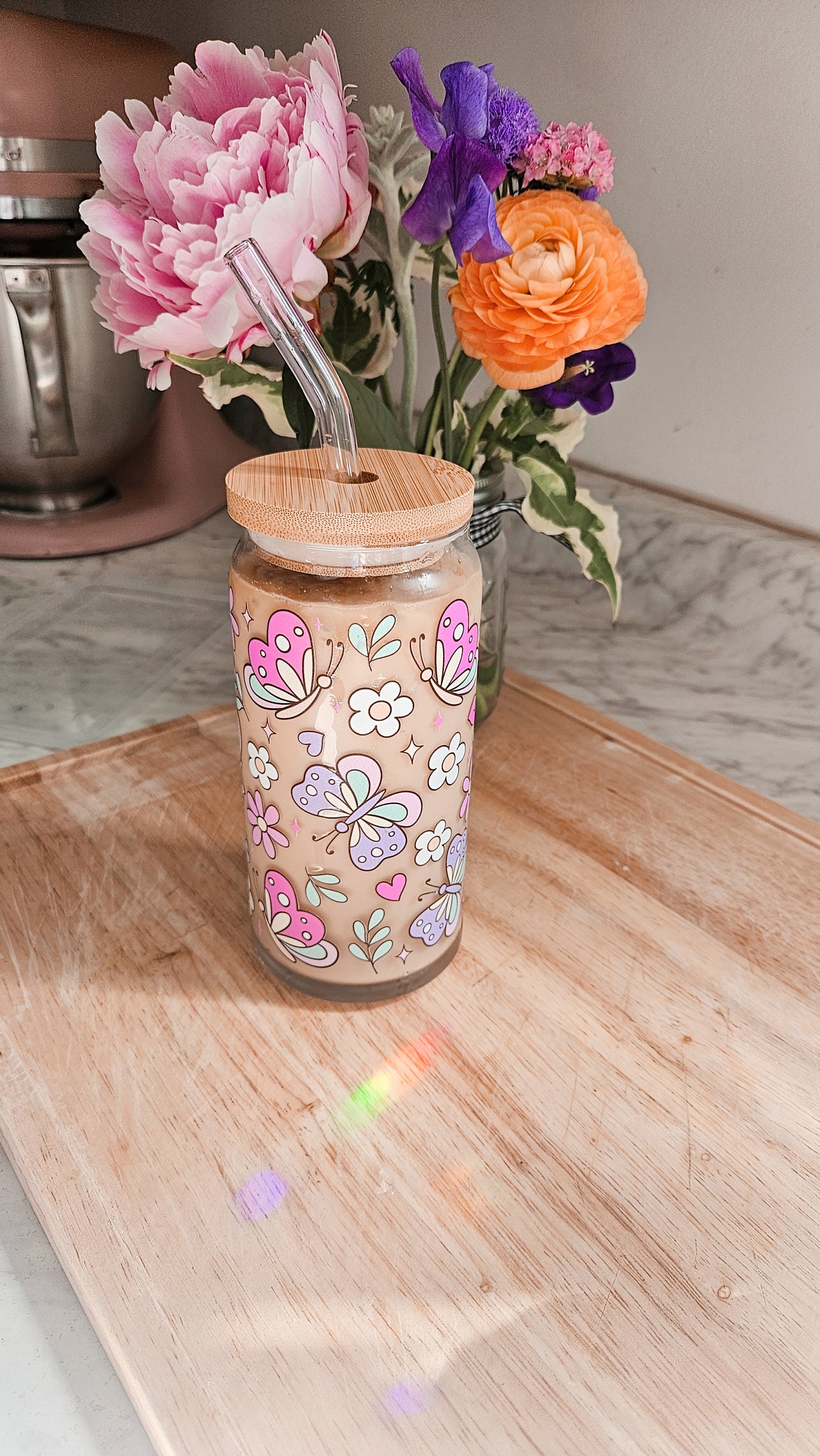 Magical Butterfly Garden Glass Can Cup