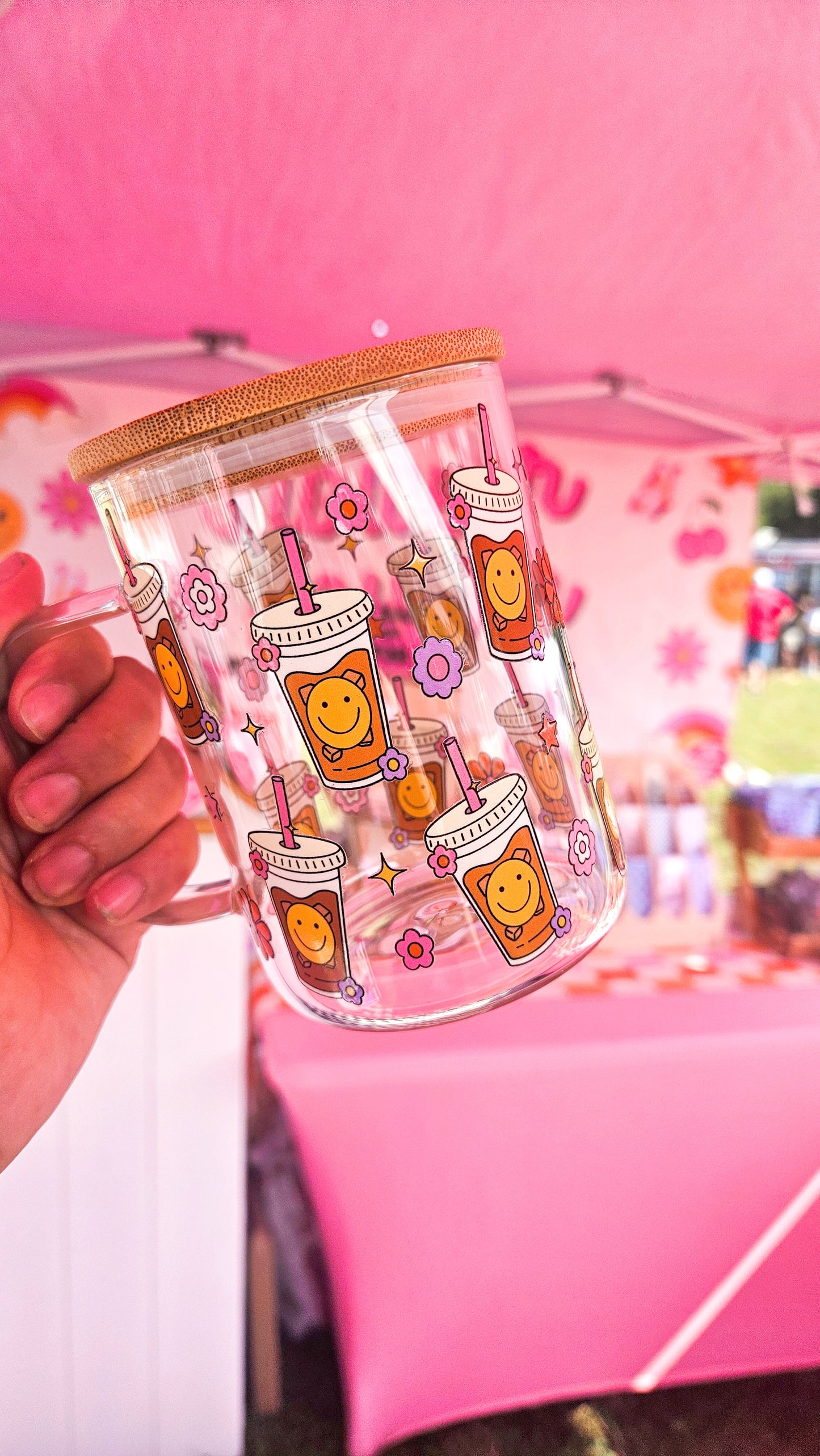 Iced coffee vibes glass cup