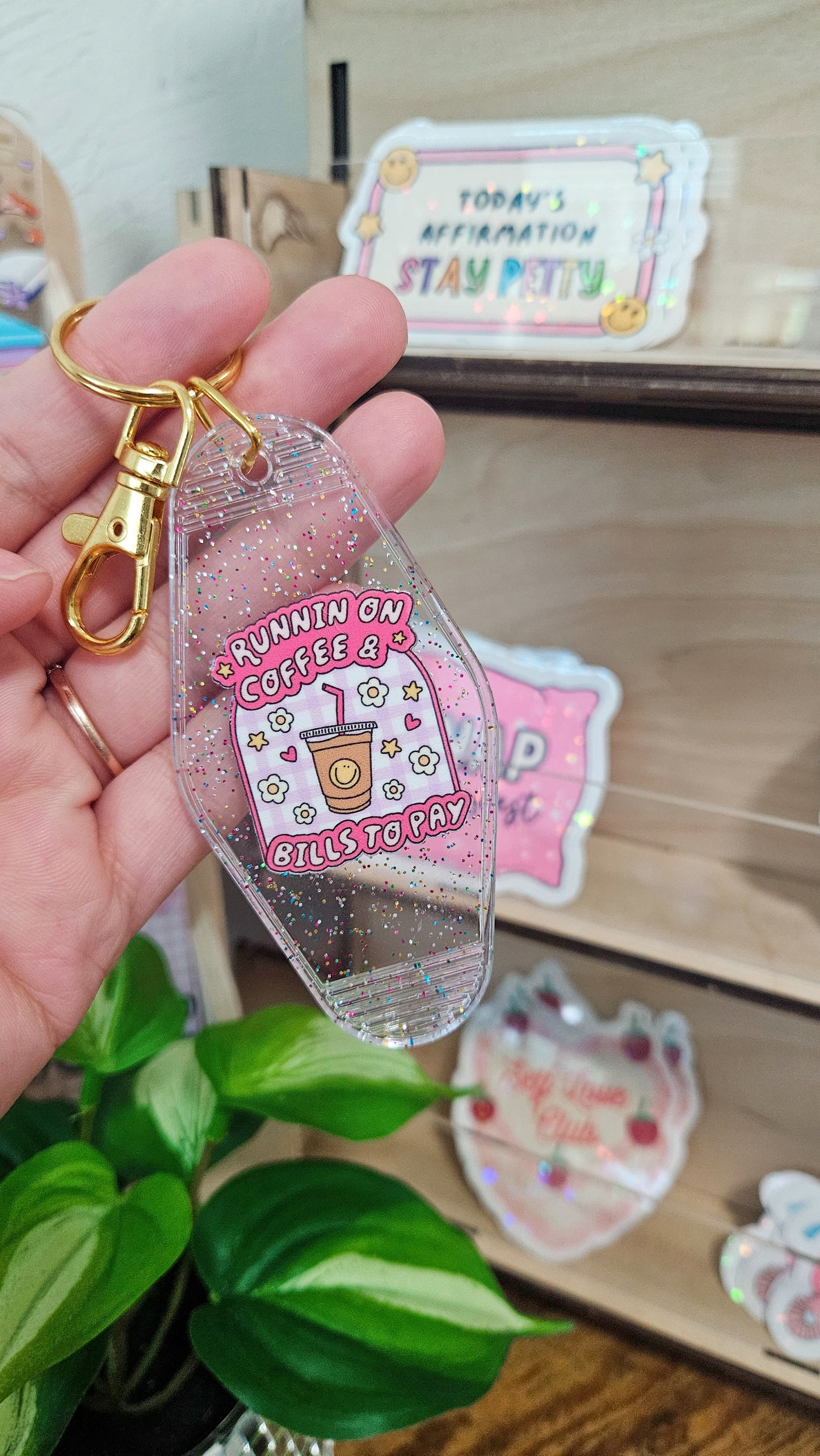 Running on coffee keychain