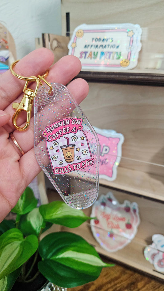 Running on coffee keychain