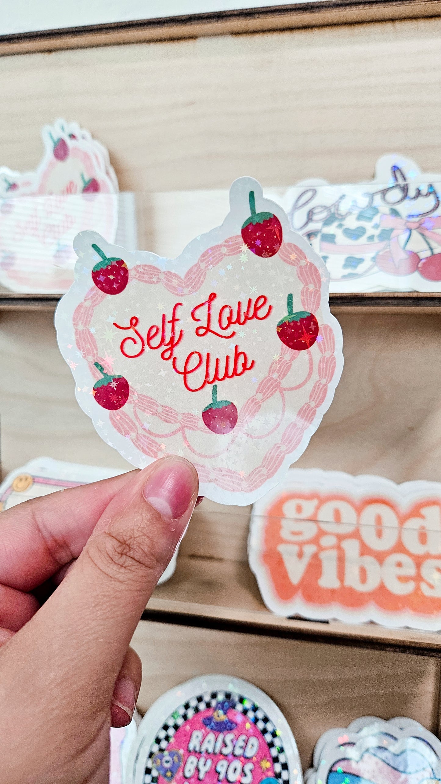 Self-love club cake glitter sticker