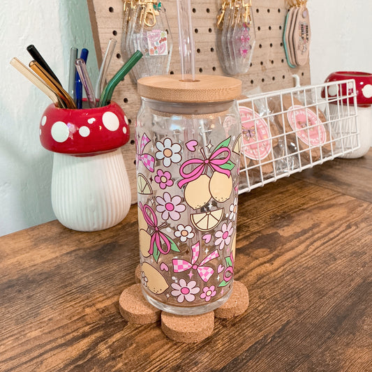 Lemon Squeeze Glass Can Cup