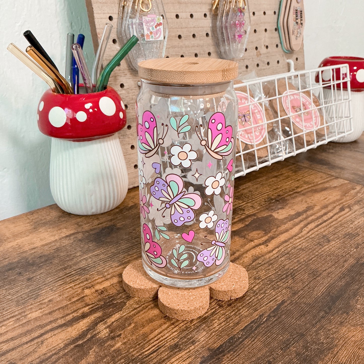 Magical Butterfly Garden Glass Can Cup