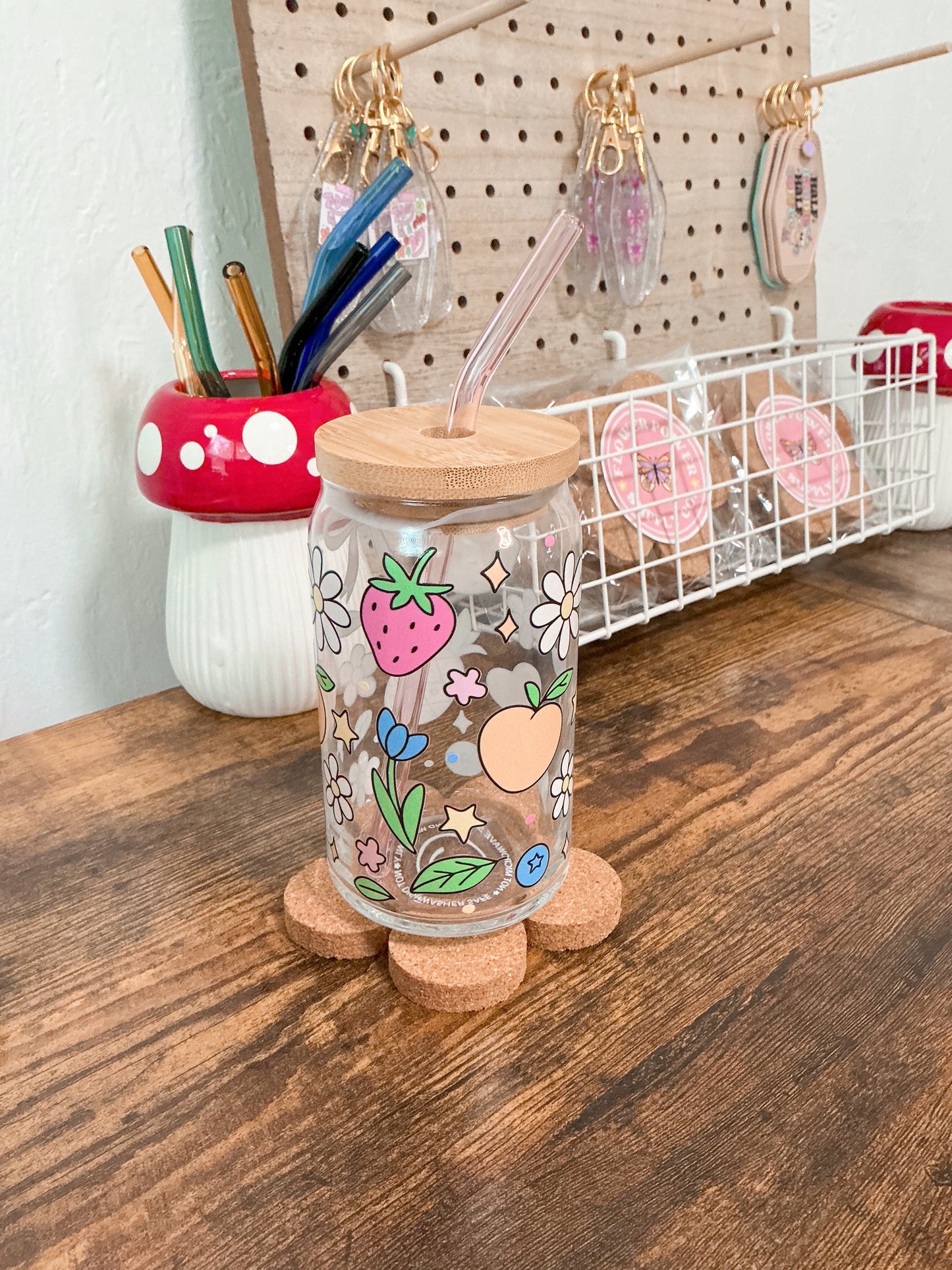 Fruity doodle Glass Can Cup