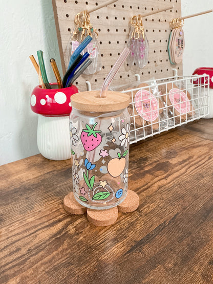 Fruity doodle Glass Can Cup