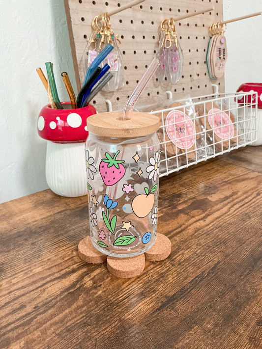 Fruity doodle Glass Can Cup