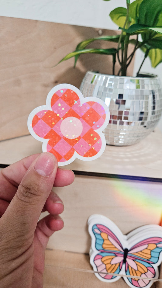 Checkard Flower Sticker