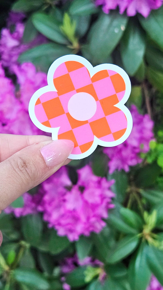 Checkard Flower Sticker