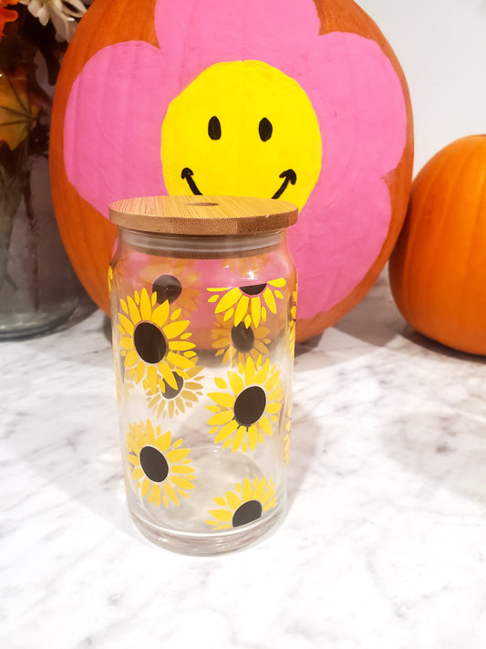 Sunflower Glass Can cup