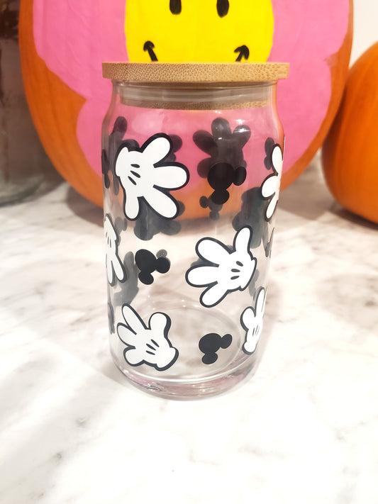 Mickey Glove Glass Can Cup