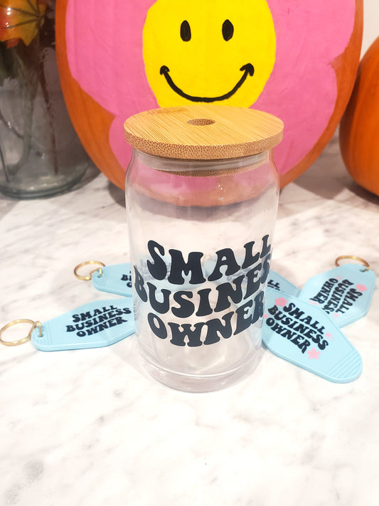 Small Business Owner Glass Can Cup
