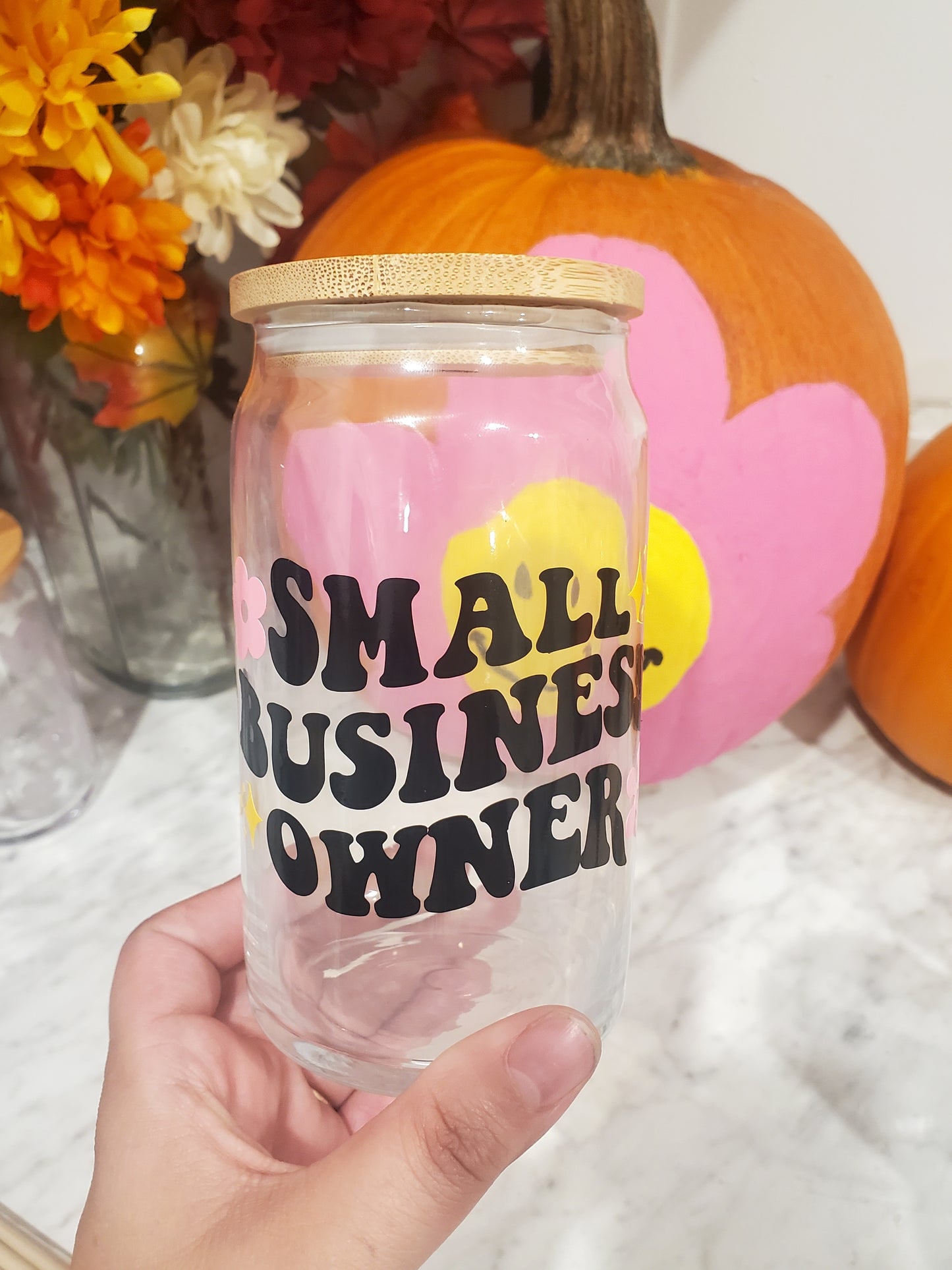 Small Business Owner Glass Can Cup